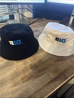 LOT of TWO 2026 BIG TEN BUCKET HATS REVERSIBLE ONE Size FITS BLACK & WHITE